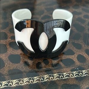 White and Black Resin Cuff Bracelet